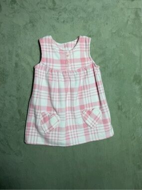George Pink and White Plaid Sleeveless Dress with Heart Pockets